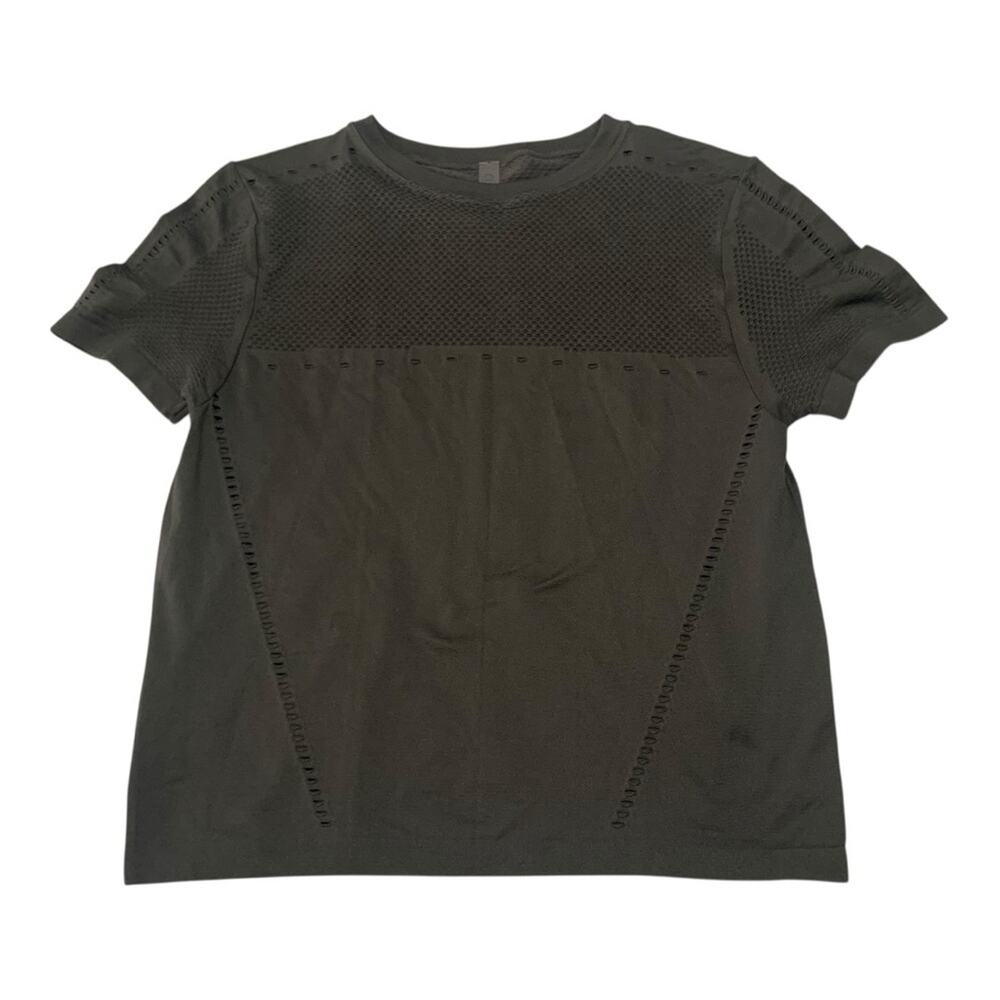 Varley size xxs xs green gray short sleeve athletic workout cut out Top